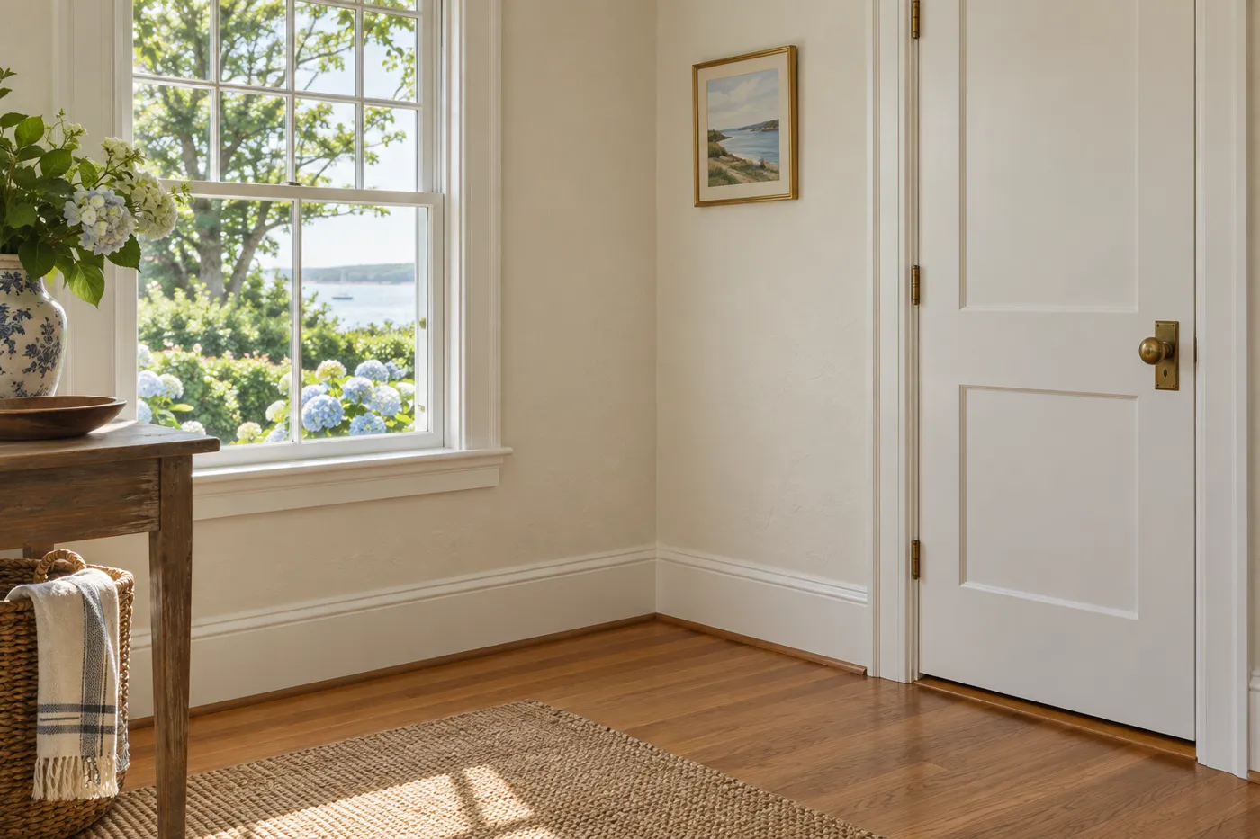 Illustrative painted window casing and trim for coastal homes in Dennis, MA