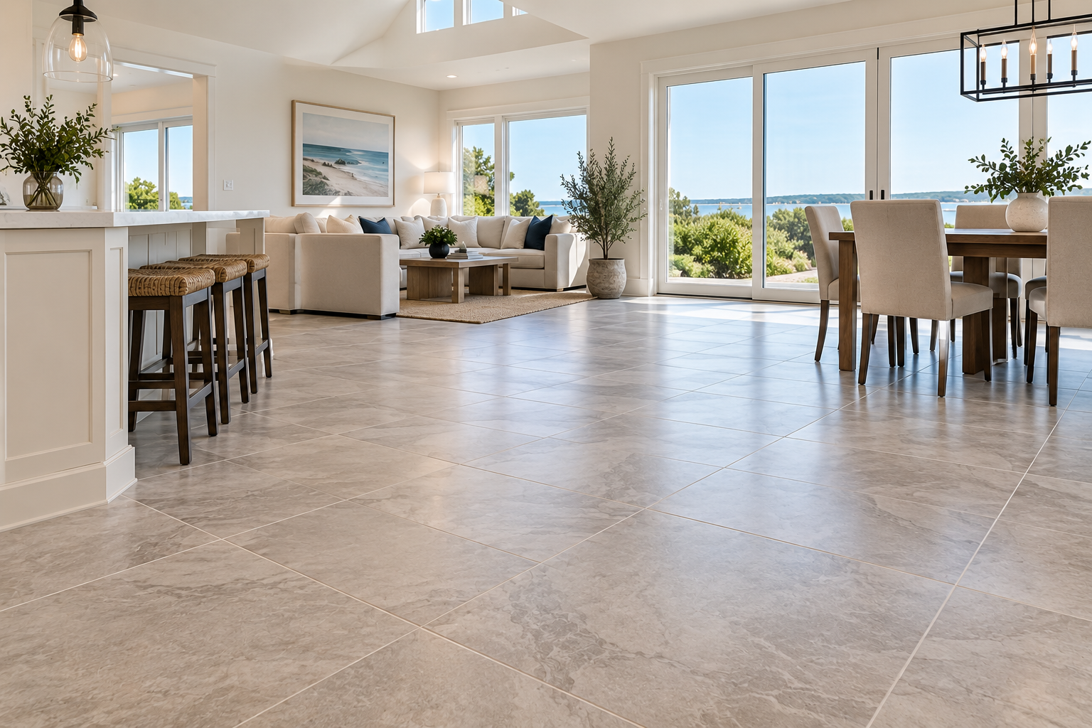 Illustrative tiled floor installation on Cape Cod