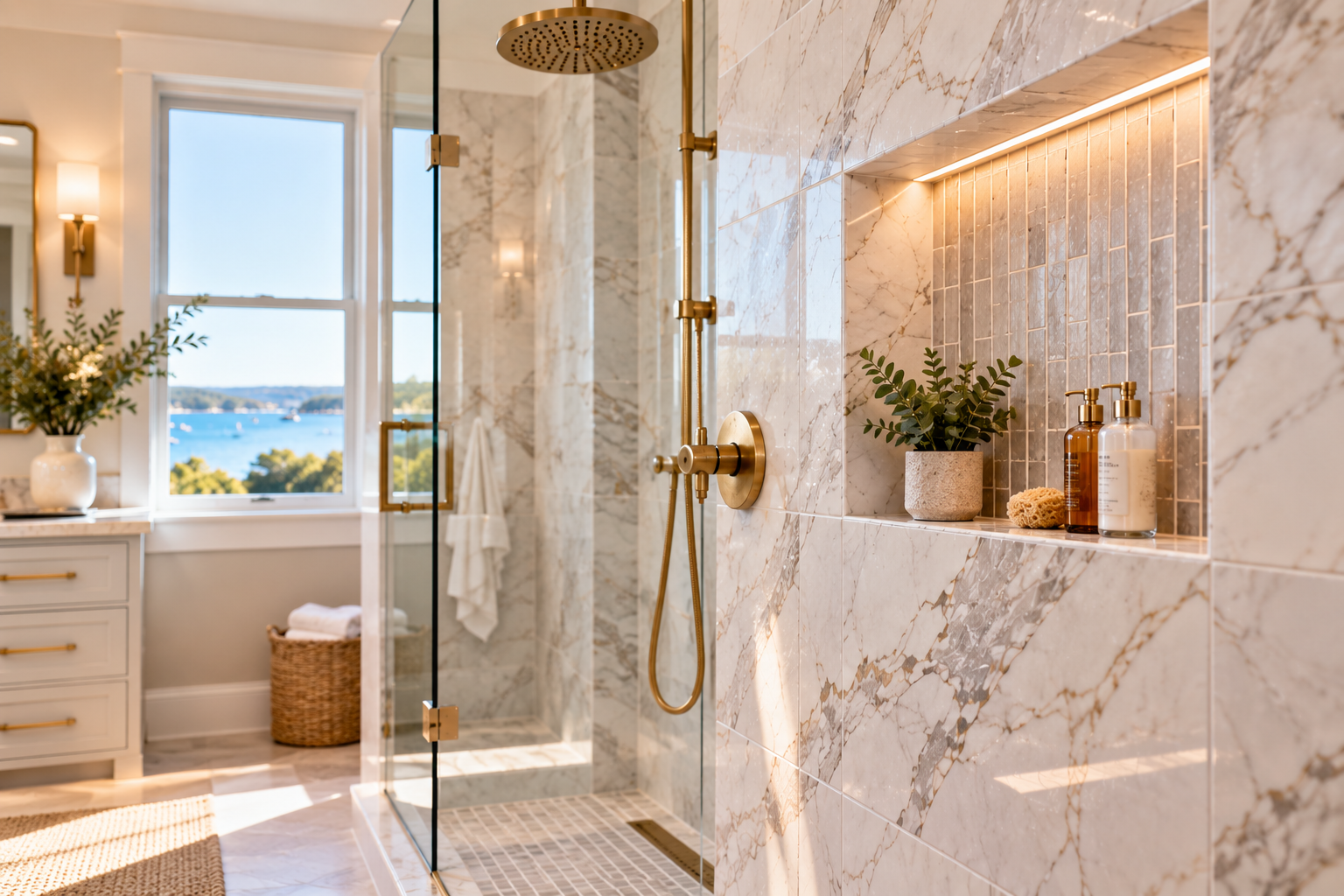 Luxury walk-in shower remodeling in Cape Cod Massachusetts