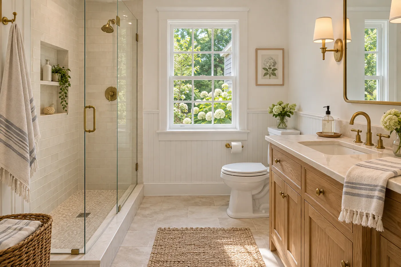 Illustrative vacation home walk-in shower in East Harwich, MA